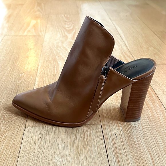 Rebecca Minkoff Aiden Stacked Heel Mules, Cognac Color - Size 8 - Picture 1 of 8